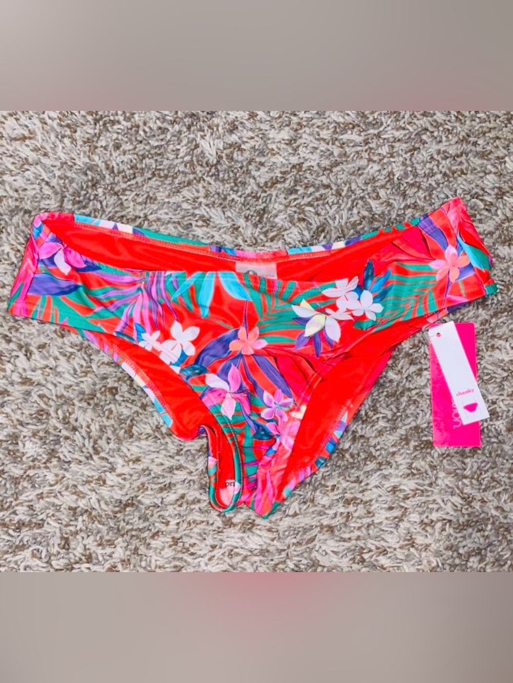 Xhilaration Red and Floral Bikini Bottom NWT